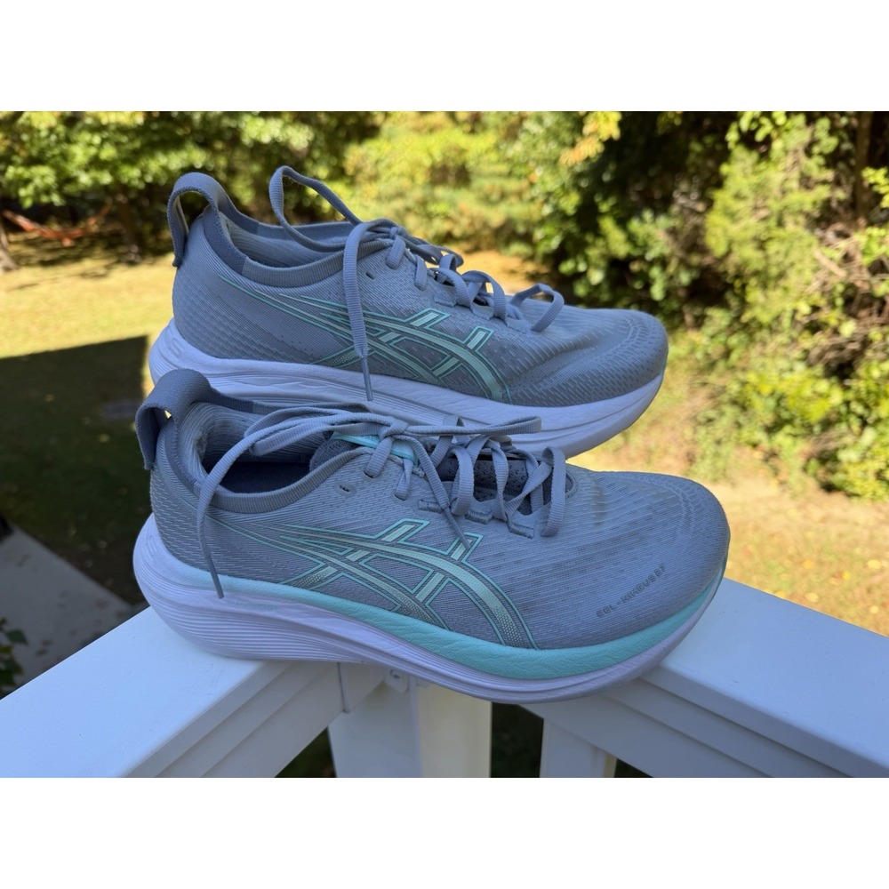 Asics Gel Nimbus 27 Womens Size 9 Running Walking Shoes Grey Mesh Mint